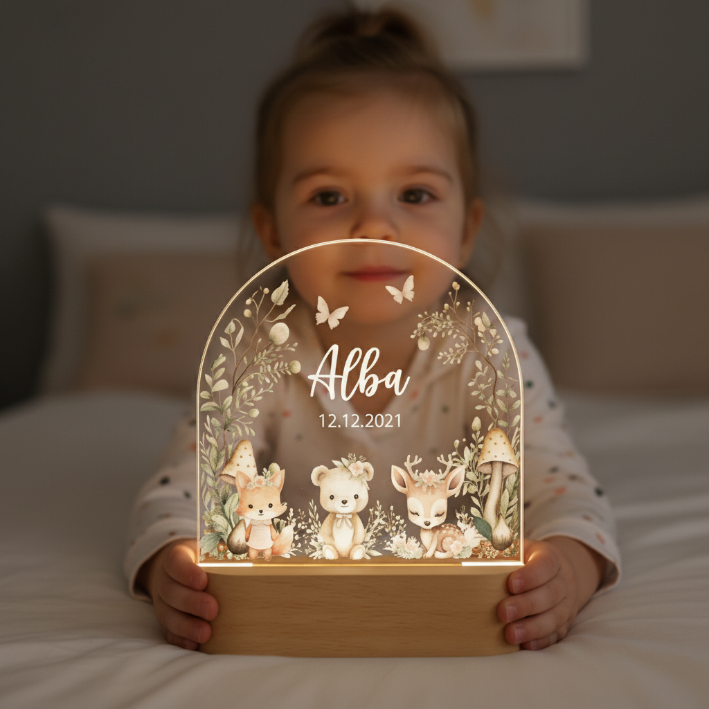 Veilleuse bébé et enfant, cadeau de baptême et naissance.