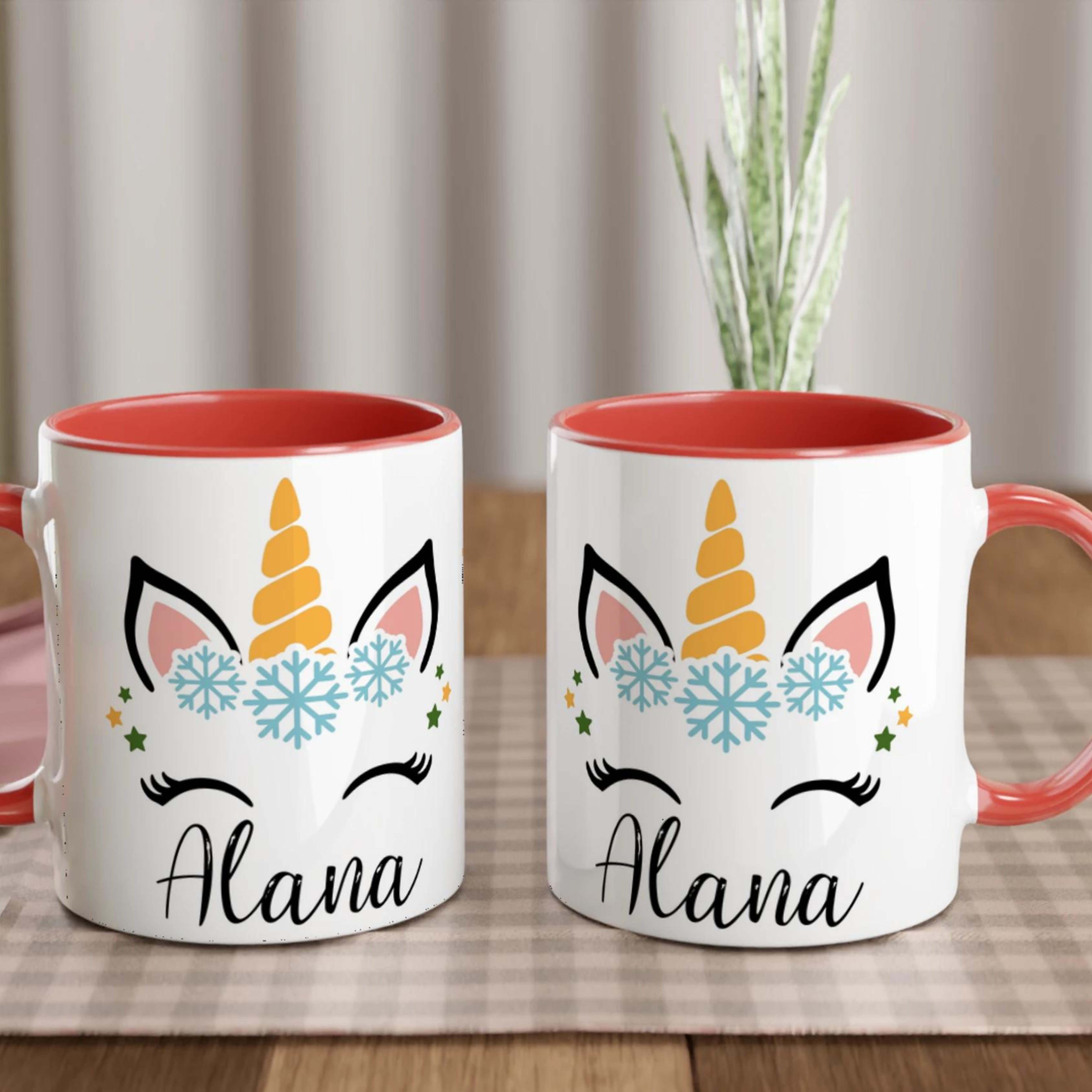 Mug Licorne de Noël Personnalisé avec Prénom