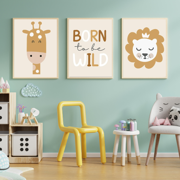 Affiches éducatives Anglais Thème Woodland pour chambre enfant