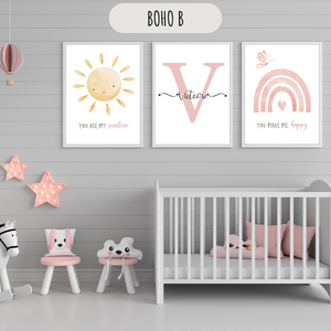 Affiches Personnalisées Boho Chic – Lot de 3 pour Chambre d'Enfant