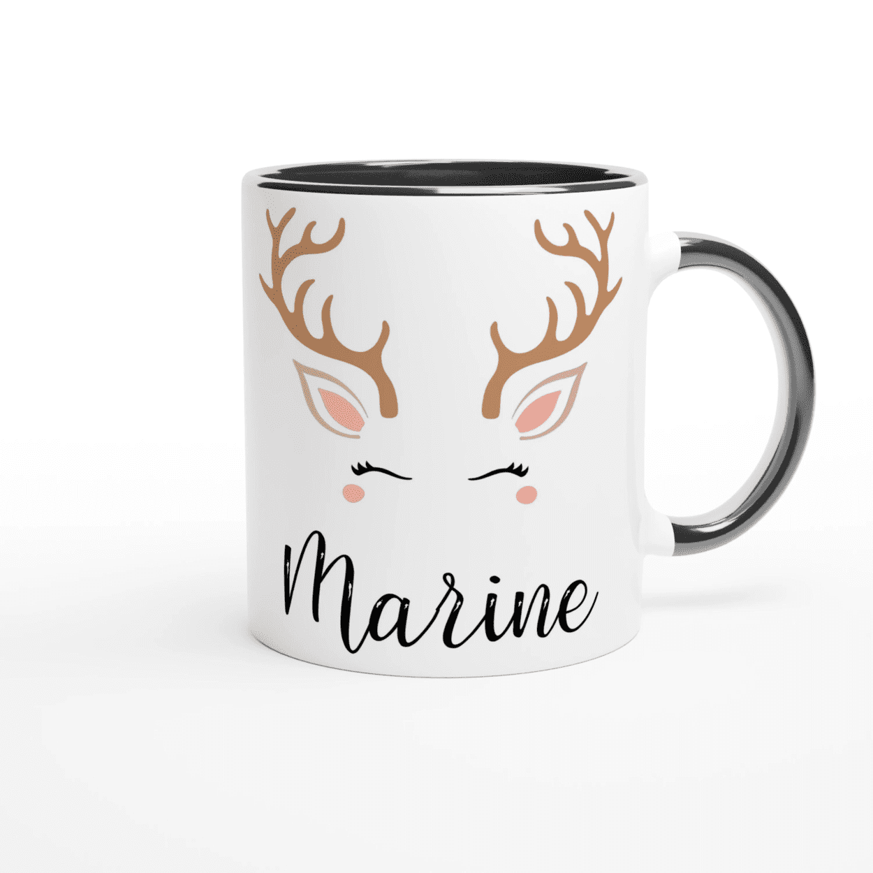 Mug de Noël Personnalisé Renne Élégant avec Prénom – Cadeau Unique
