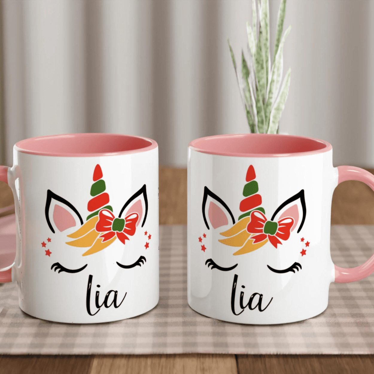 Mug licorne personnalisable spécial Noël