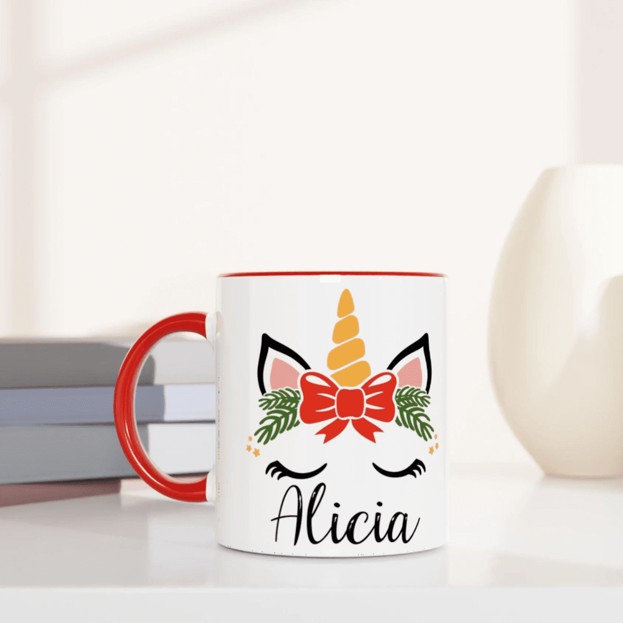 Mug Licorne de Noël personnalisé