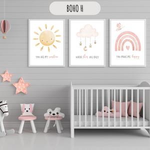 Affiches Personnalisées Boho Chic – Lot de 3 pour Chambre d'Enfant