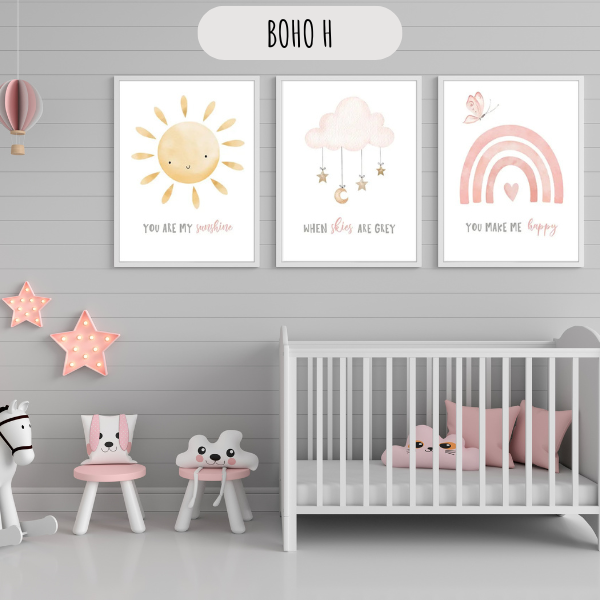 Affiches Personnalisées Boho Chic – Lot de 3 pour Chambre d'Enfant