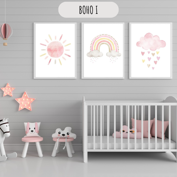 Affiches Personnalisées Boho Chic – Lot de 3 pour Chambre d'Enfant