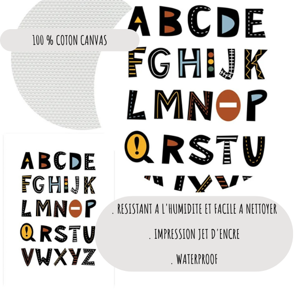 Affiches personnalisées chambre enfant - Véhicules et alphabet
