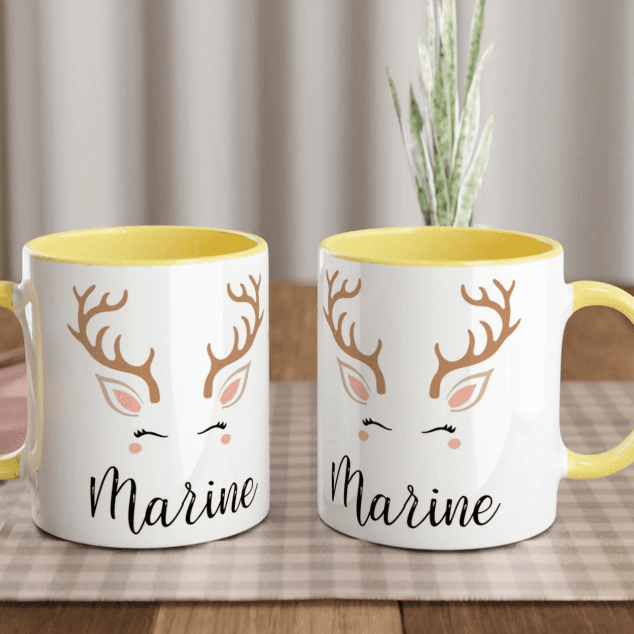 Mug de Noël Personnalisé Renne Élégant avec Prénom – Cadeau Unique