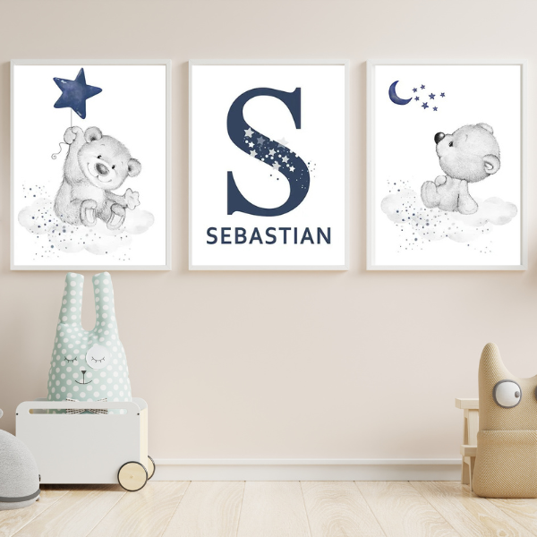 Affiches Personnalisées Bébé Ours - Décoration Chambre Enfant