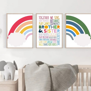 Affiches Arc-en-Ciel et Fratrie - Déco Chambre Bébé
