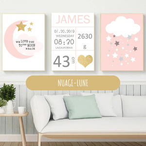 Affiches Naissance Personnalisées – Déco Unique Chambre Bébé