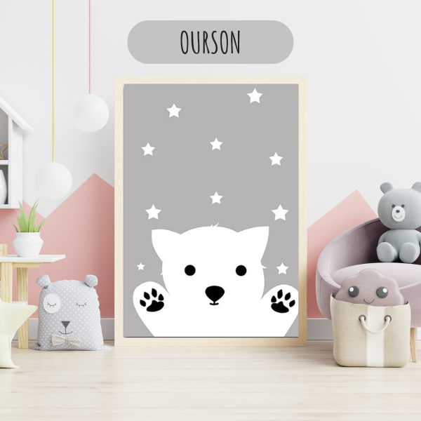 Affiches Décoratives pour Chambre Bébé Déco Roses et Grises