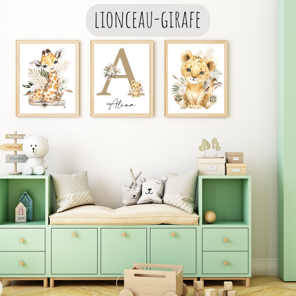 Affiches Bohème chic Animaux Jungle Bébé