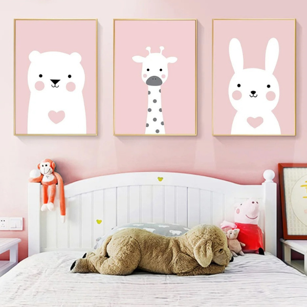 Affiches Décoratives pour Chambre Bébé Déco Roses et Grises