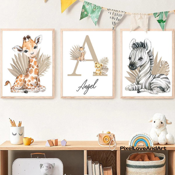 Affiches Bohème chic Animaux Jungle Bébé
