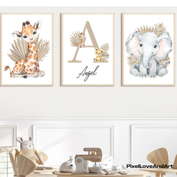 Affiches Bohème chic Animaux Jungle Bébé