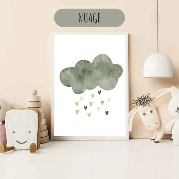 Affiches Vert Sauge Boho chic - Décoration Chambre Bébé et Enfant