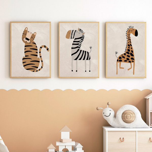 Affiches Décoratives Animaux Safari pour Chambre Enfant et Bébé