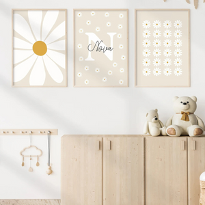 Affiche personnalisée marguerite prénom pour décoration chambre bébé