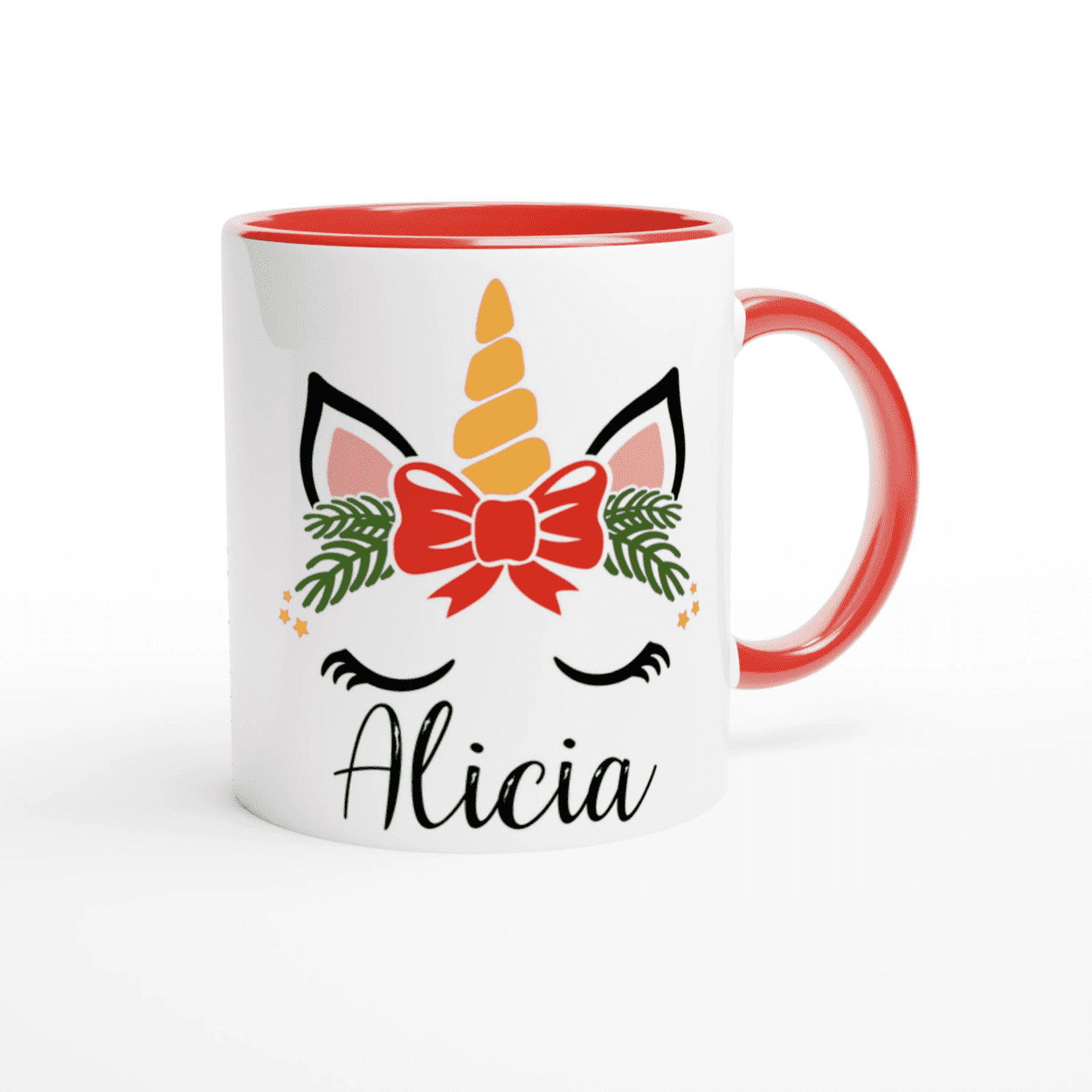 Mug Licorne de Noël personnalisé