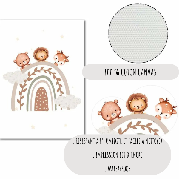 Affiches Personnalisées Kaki Clair - Montagne, Nuage & Arc-en-Ciel