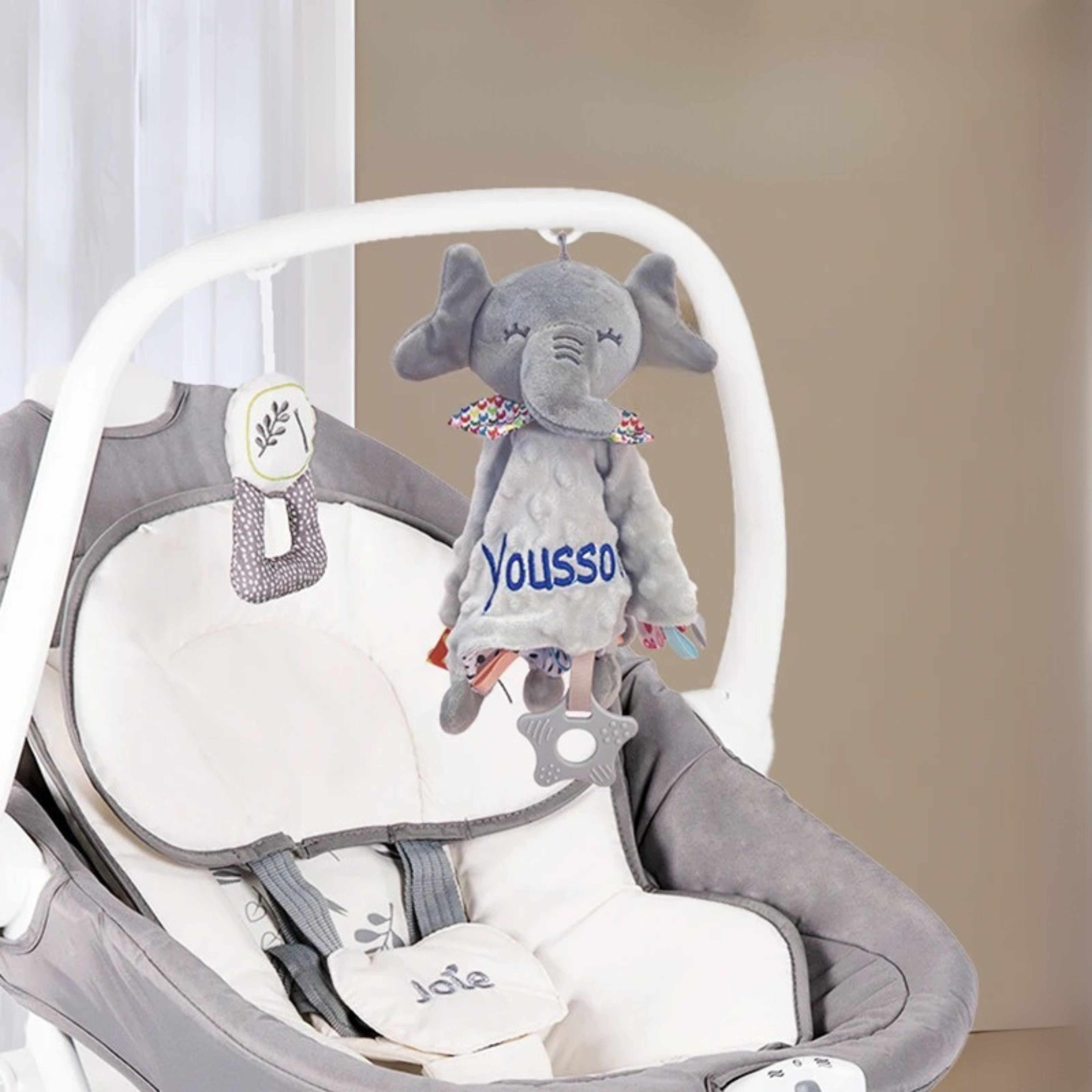 Doudou Personnalisé Éléphant - Peluche Personnalisée Prénom pour Bébé