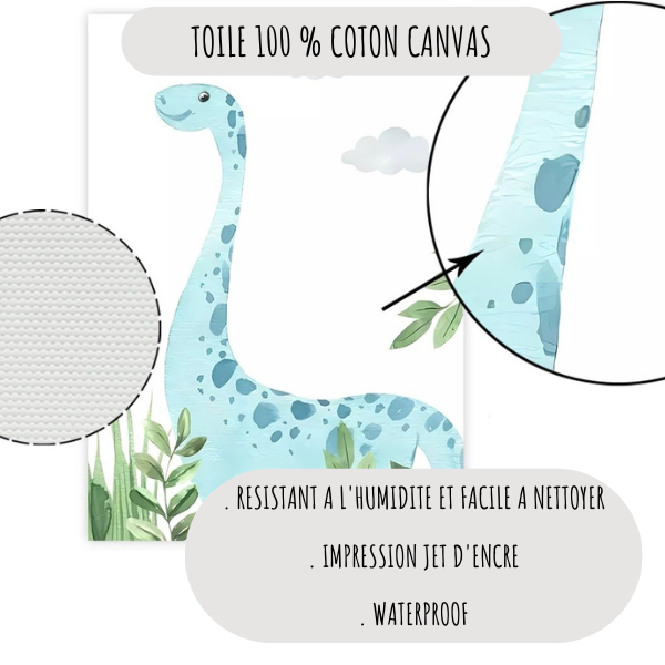 Nos affiches sont imprimées sur une toile 100 % coton canvas, garantissant une qualité premium et une durabilité optimale. Grâce à leur finition waterproof, elles sont résistantes à l’humidité et faciles à nettoyer, parfaites pour une chambre d’enfant !