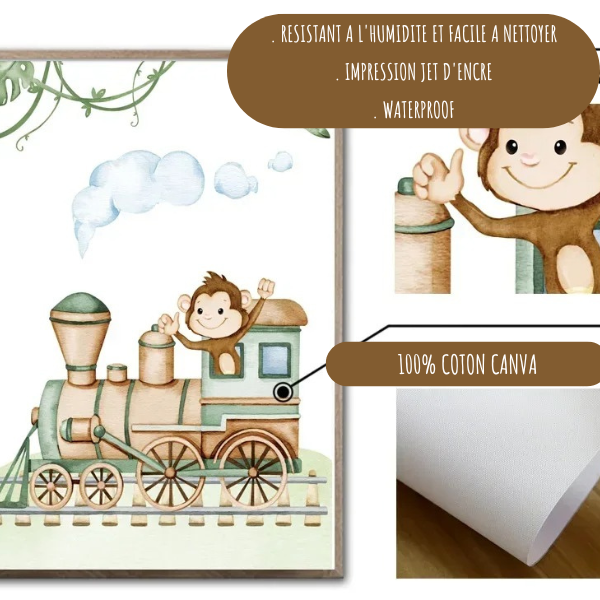 Zoom sur l’impression haute qualité des affiches éducatives en coton canvas pour enfant.