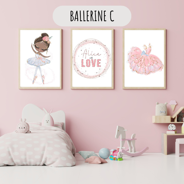 Affiches personnalisables ballerine et chaussons de danse, idée cadeau fille.