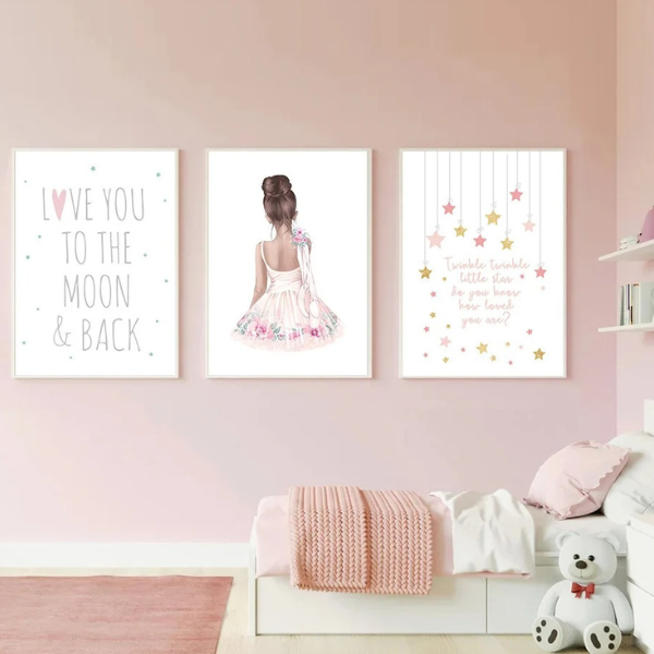 Affiche murale étoiles avec citation "Twinkle twinkle little star", idéale pour un cadeau de naissance ou une décoration douce et féerique.