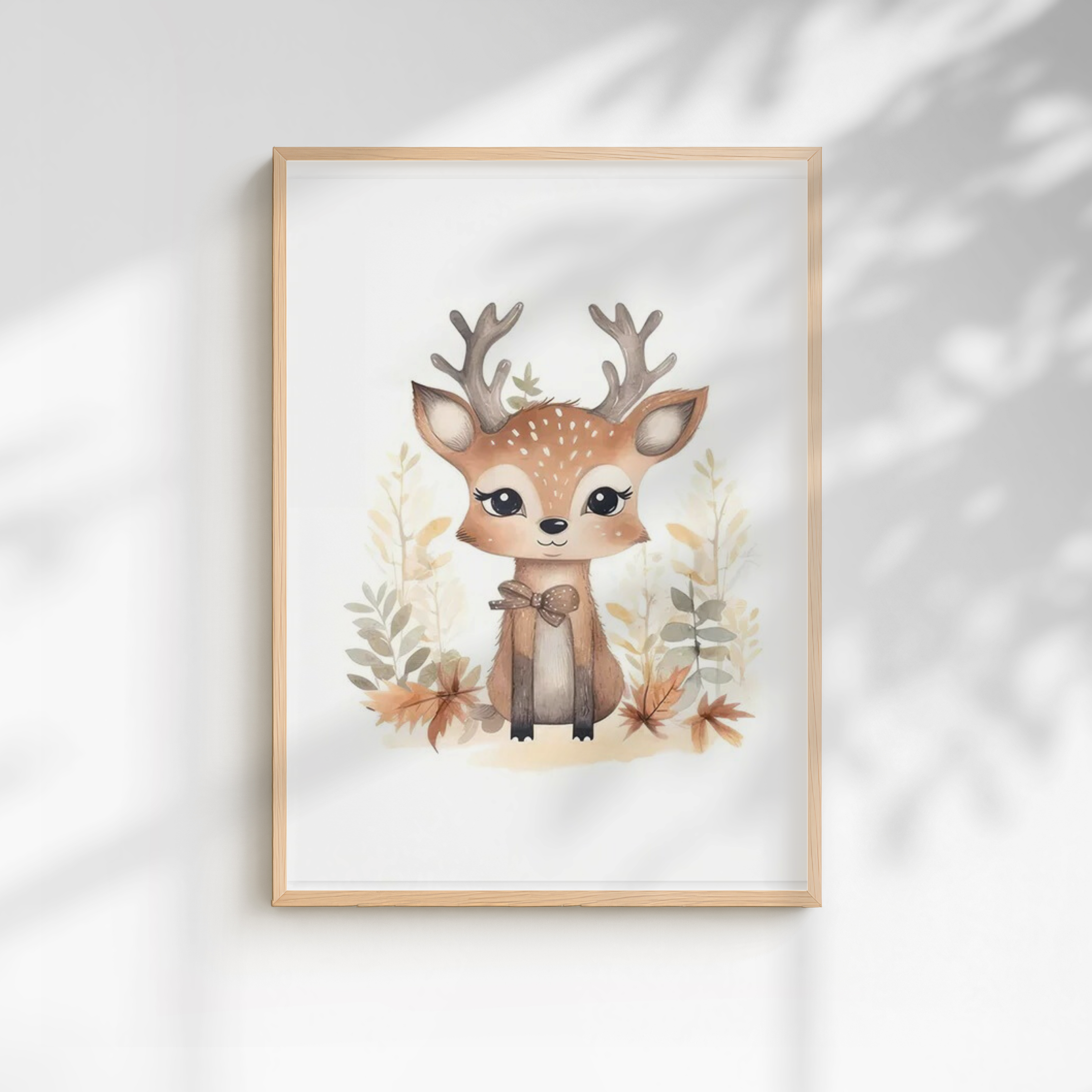 Poster faon illustration tendre ambiance forêt chambre enfant