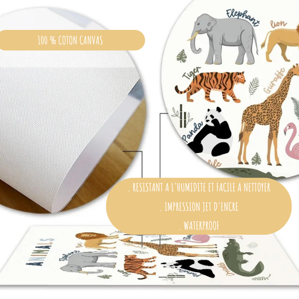 Impression haute qualité sur coton canvas - affiches jungle enfant.