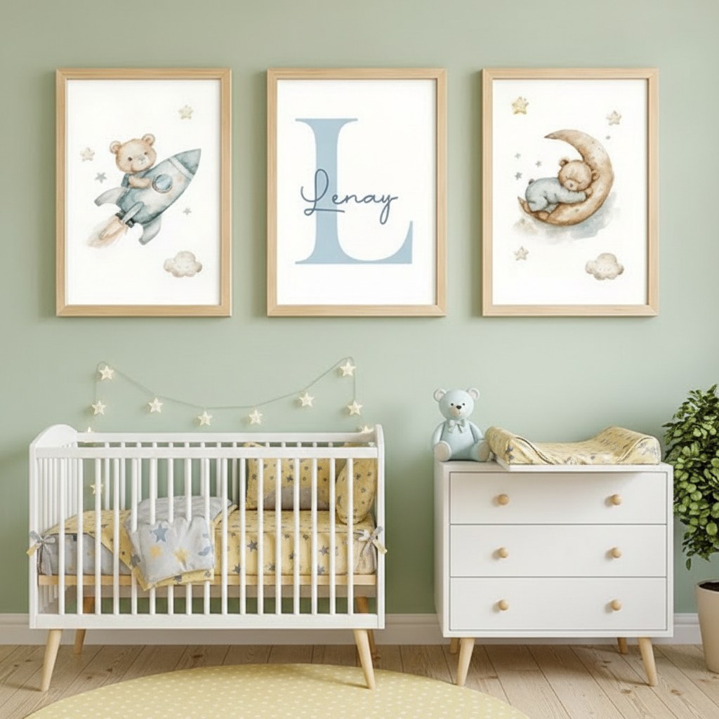 Affiche enfant personnalisée avec prénom et initiale