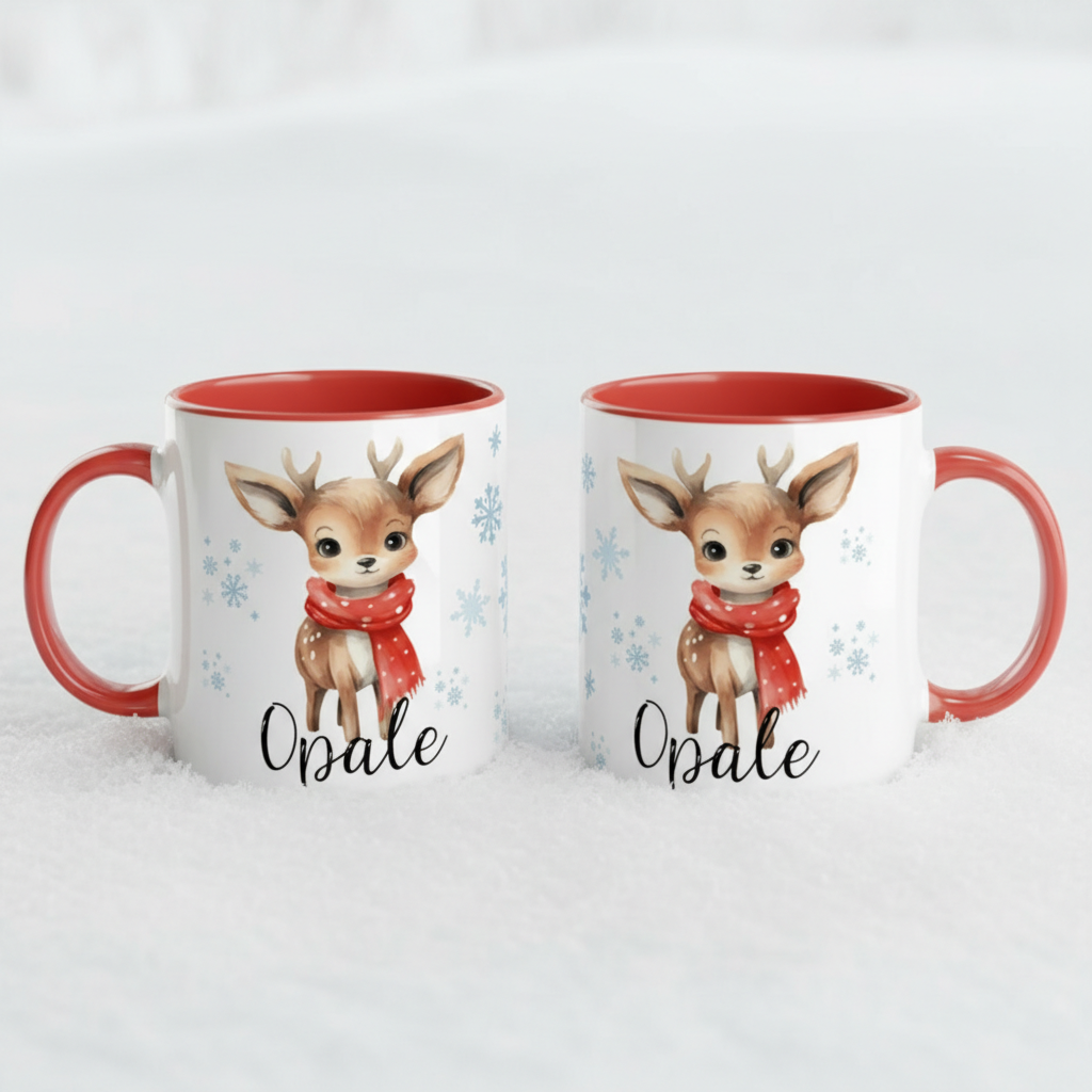 cadeau enfant hiver mug Noël avec illustration renne