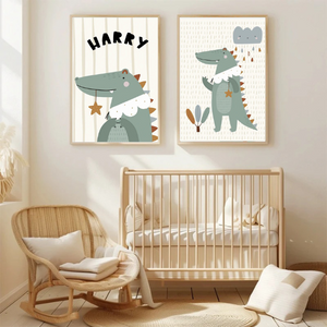 Affiche crocodile personnalisable, parfaite pour une déco murale enfant avec illustration amusante et prénom.