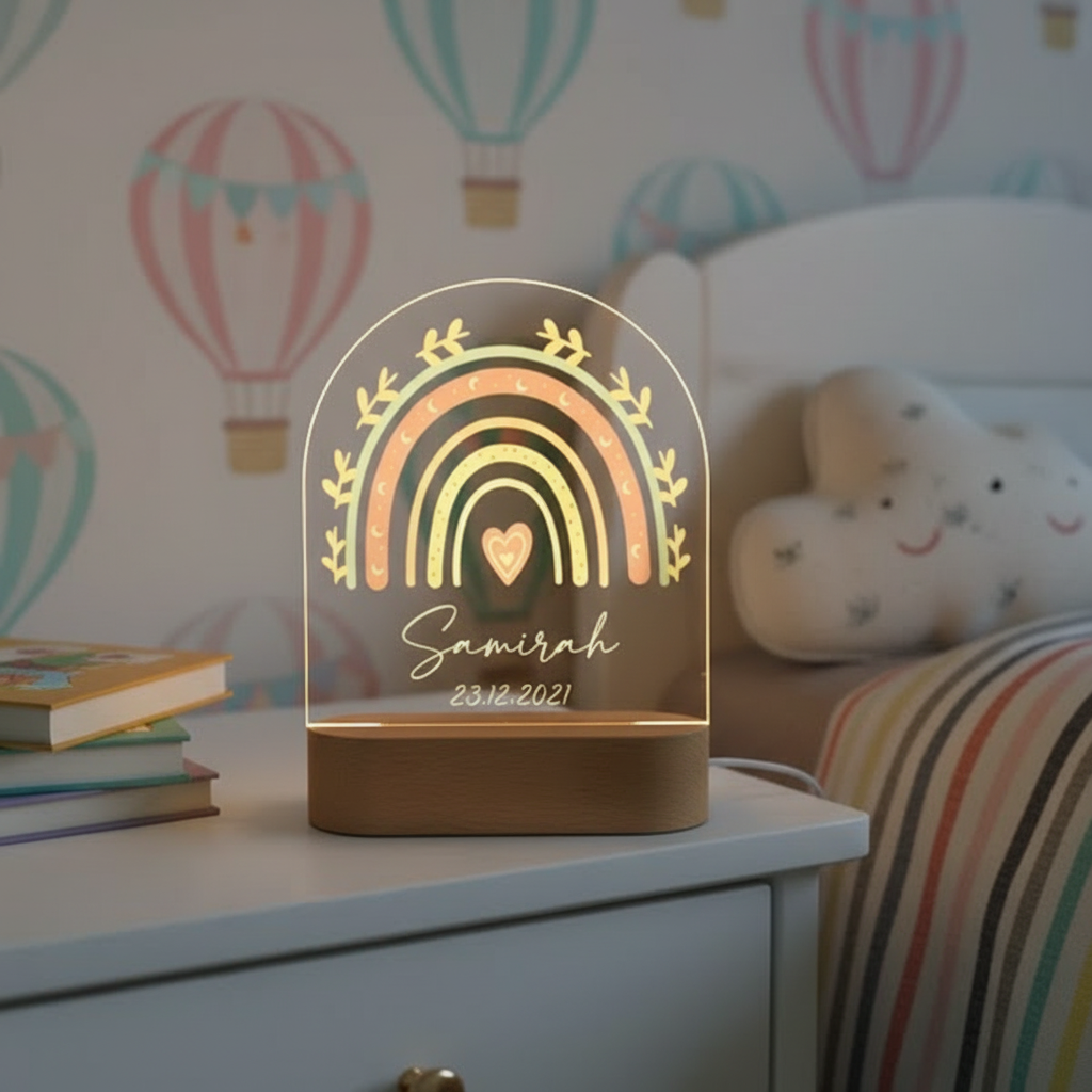Lampe LED personnalisée arc-en-ciel pour bébé
