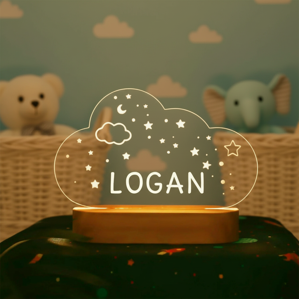 Lampe nuage LED posée dans une chambre enfant à l’ambiance apaisante