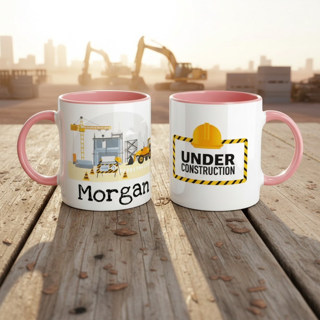 Mug personnalisé thème bâtiment avec visuel casque de chantier