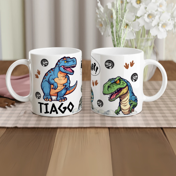 Mug personnalisé dinosaure bleu féroce