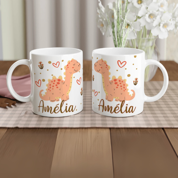 Mug dinosaure personnalisable avec prénom