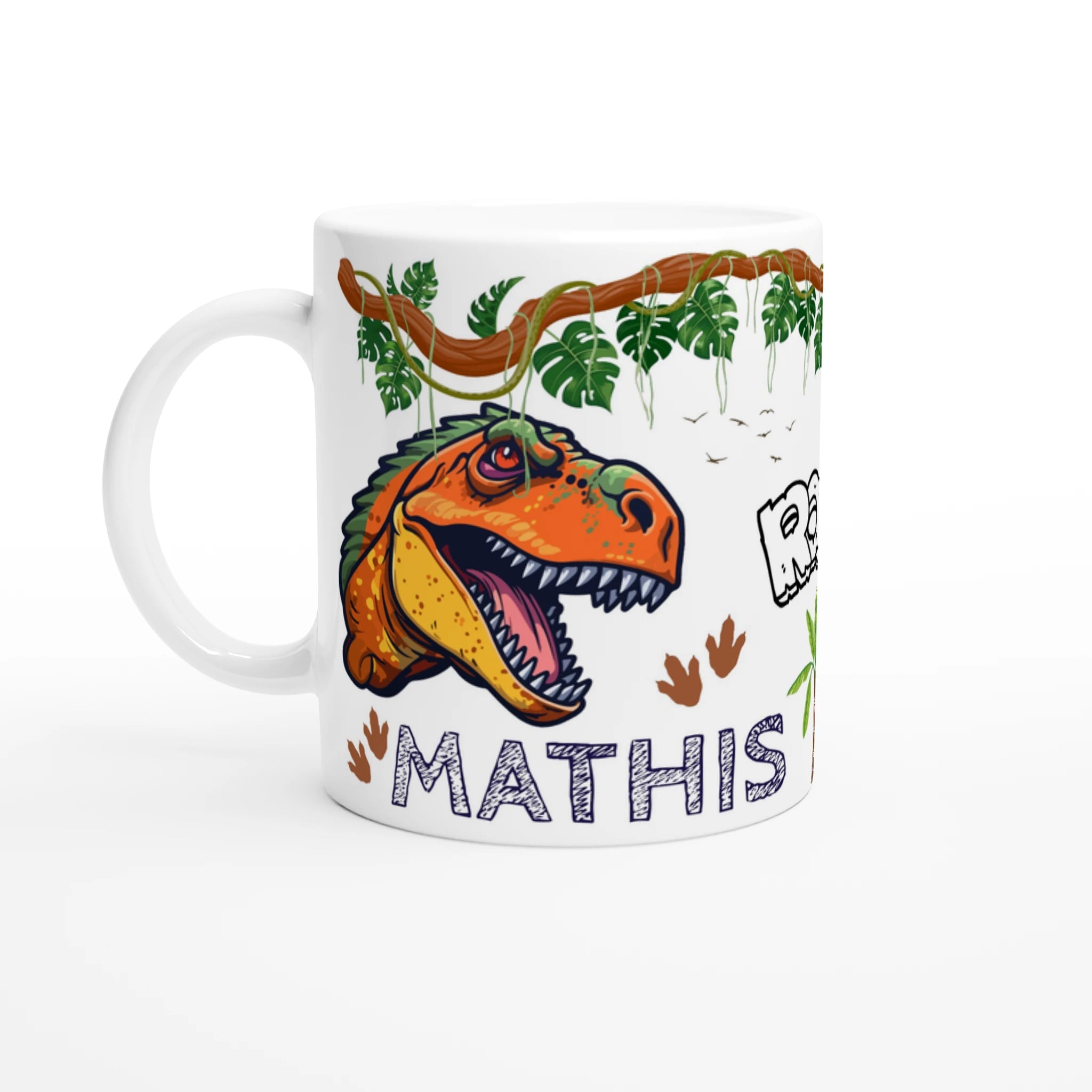Mug personnalisé dinosaure orange