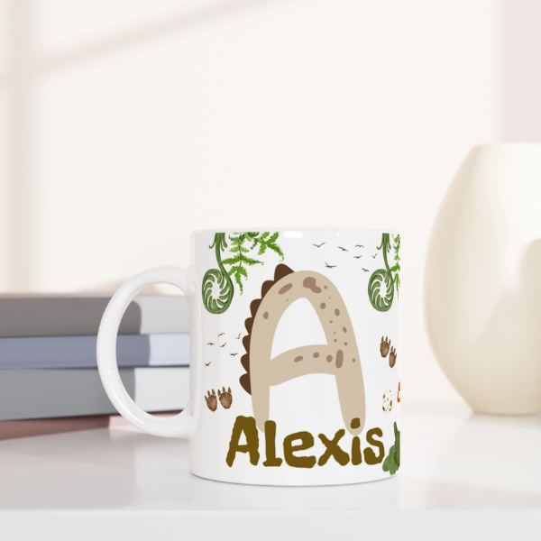 Tasse personnalisée Dinosaur initial et prénom