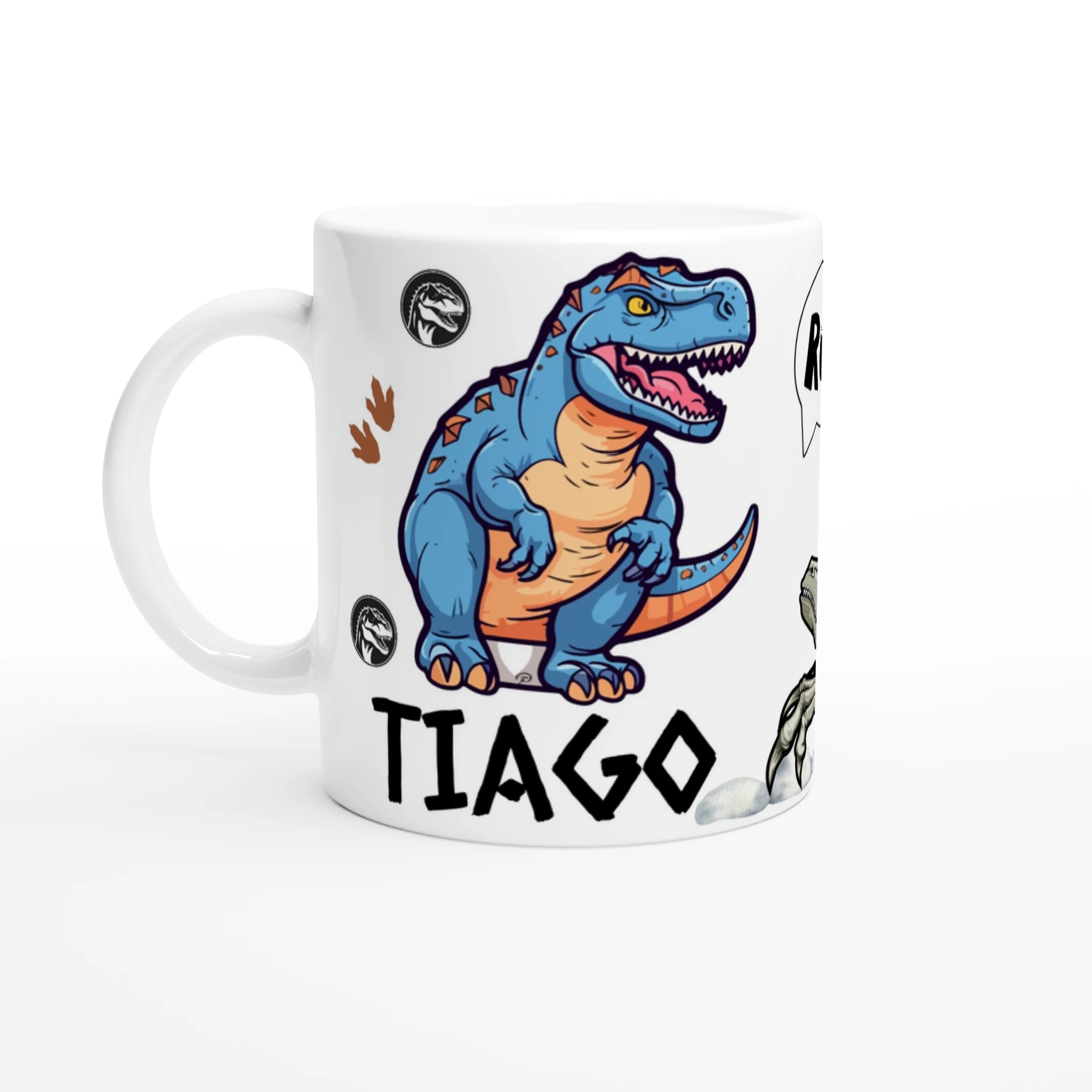 Mug dinosaure bleu avec prénom