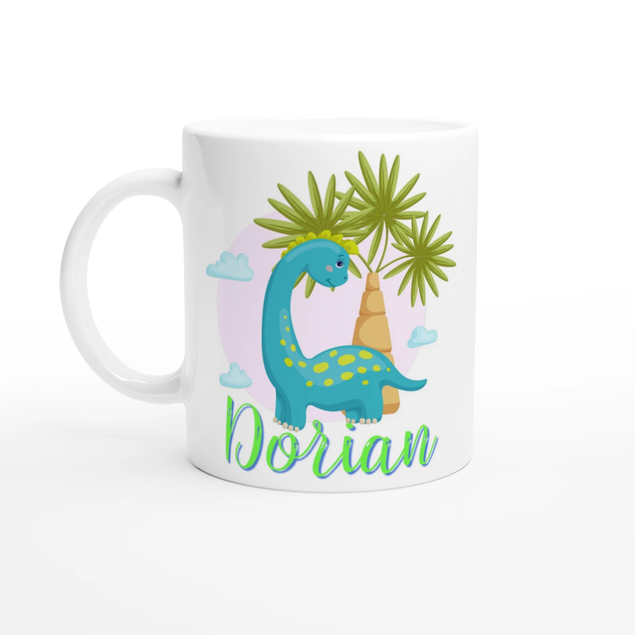 Mug dinosaure bleu à personnaliser avec prénom