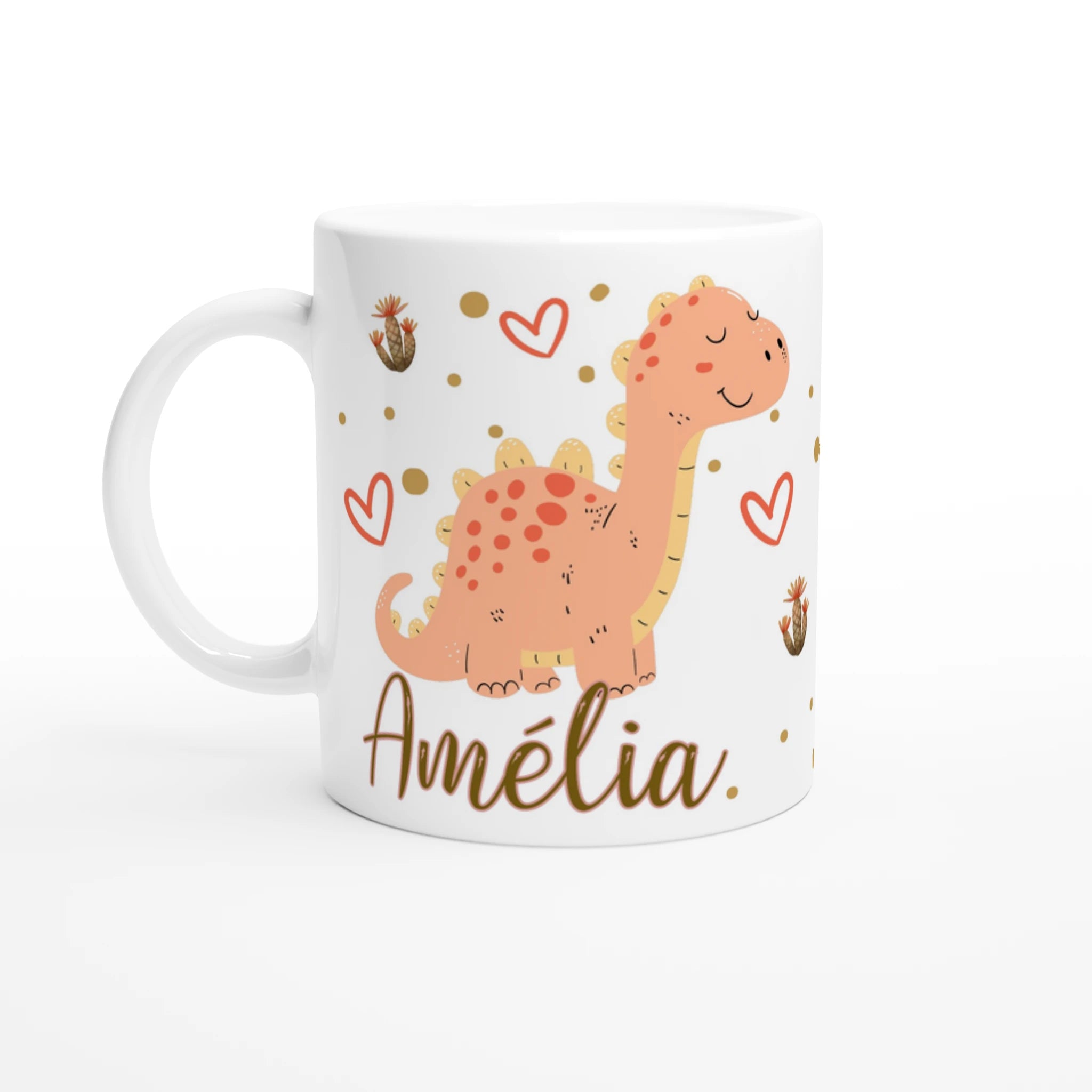 Mug personnalisable dinosaure corail et cactus