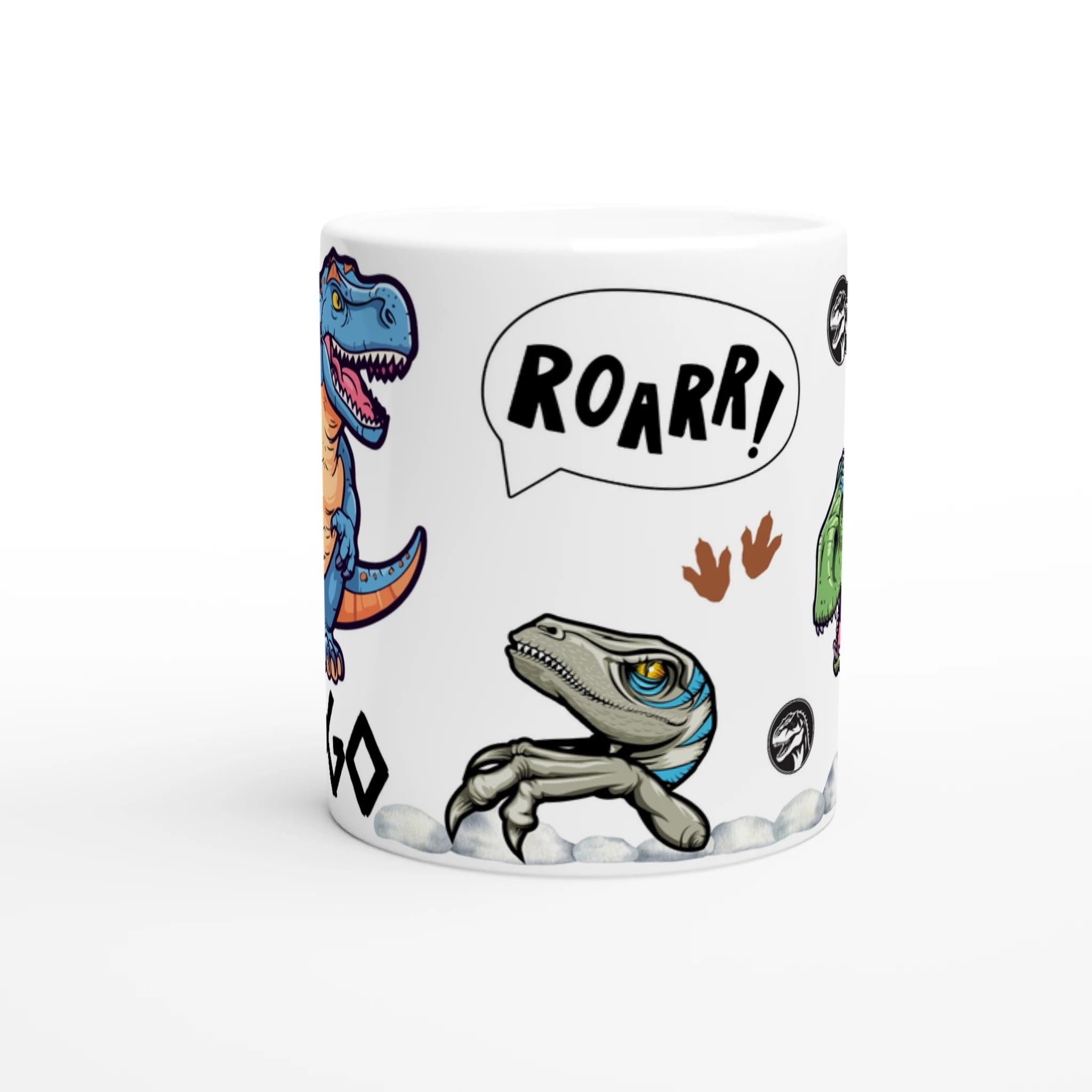 Mug personnalisable dinosaure gris et bleu