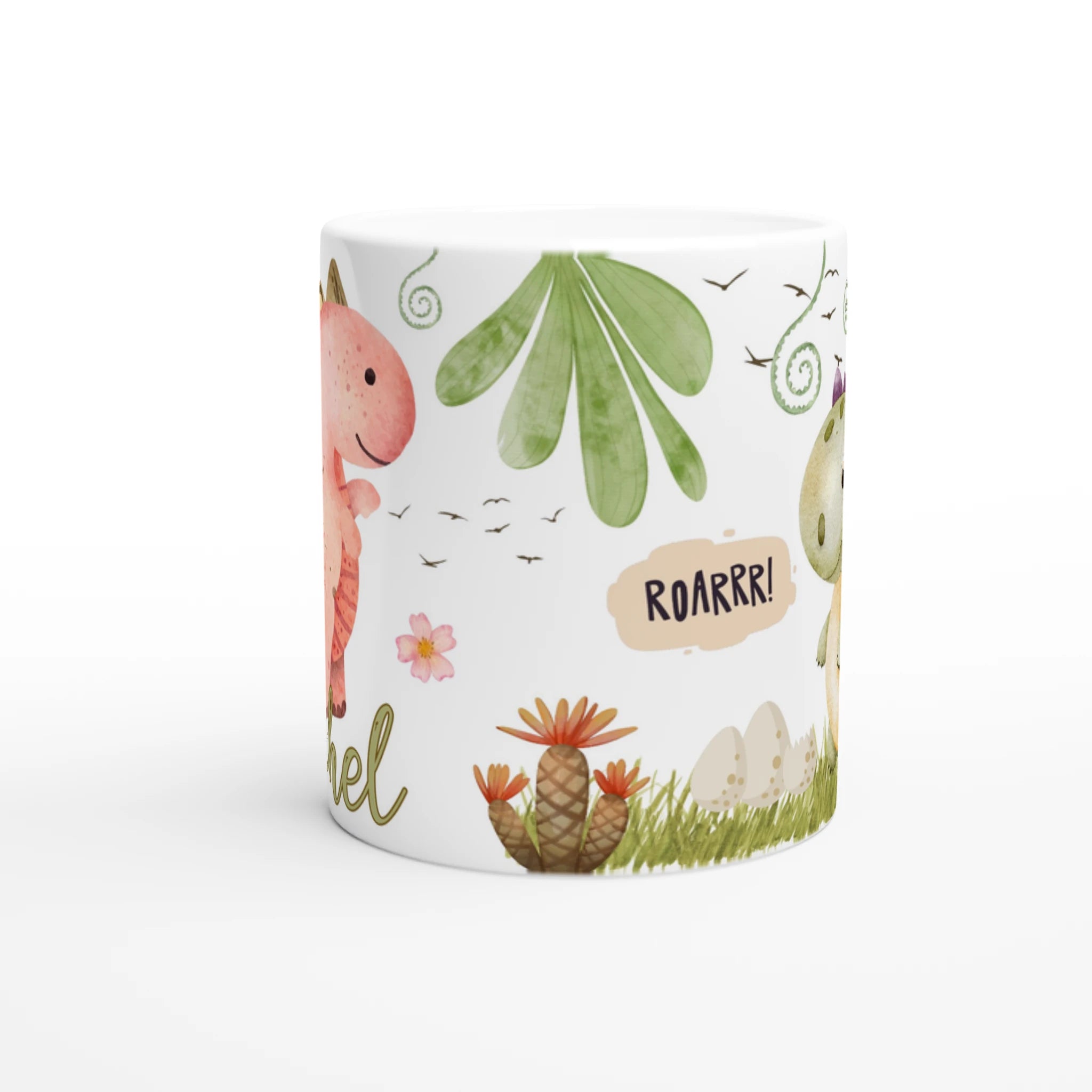 Tasse à personnaliser avec bébés dinosaures aquarelle