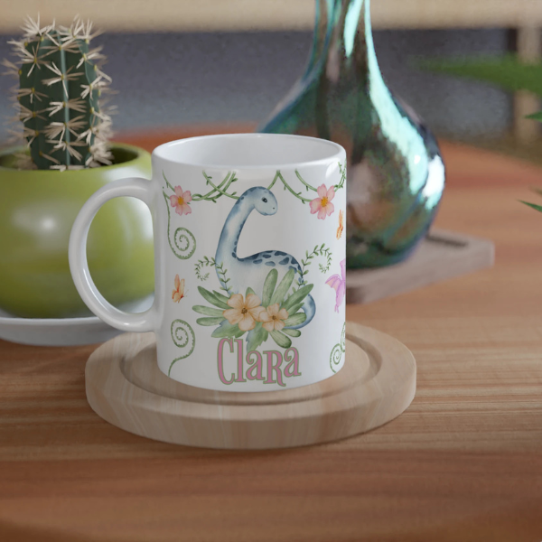 Mug personnalisable dinosaure bleu long cou