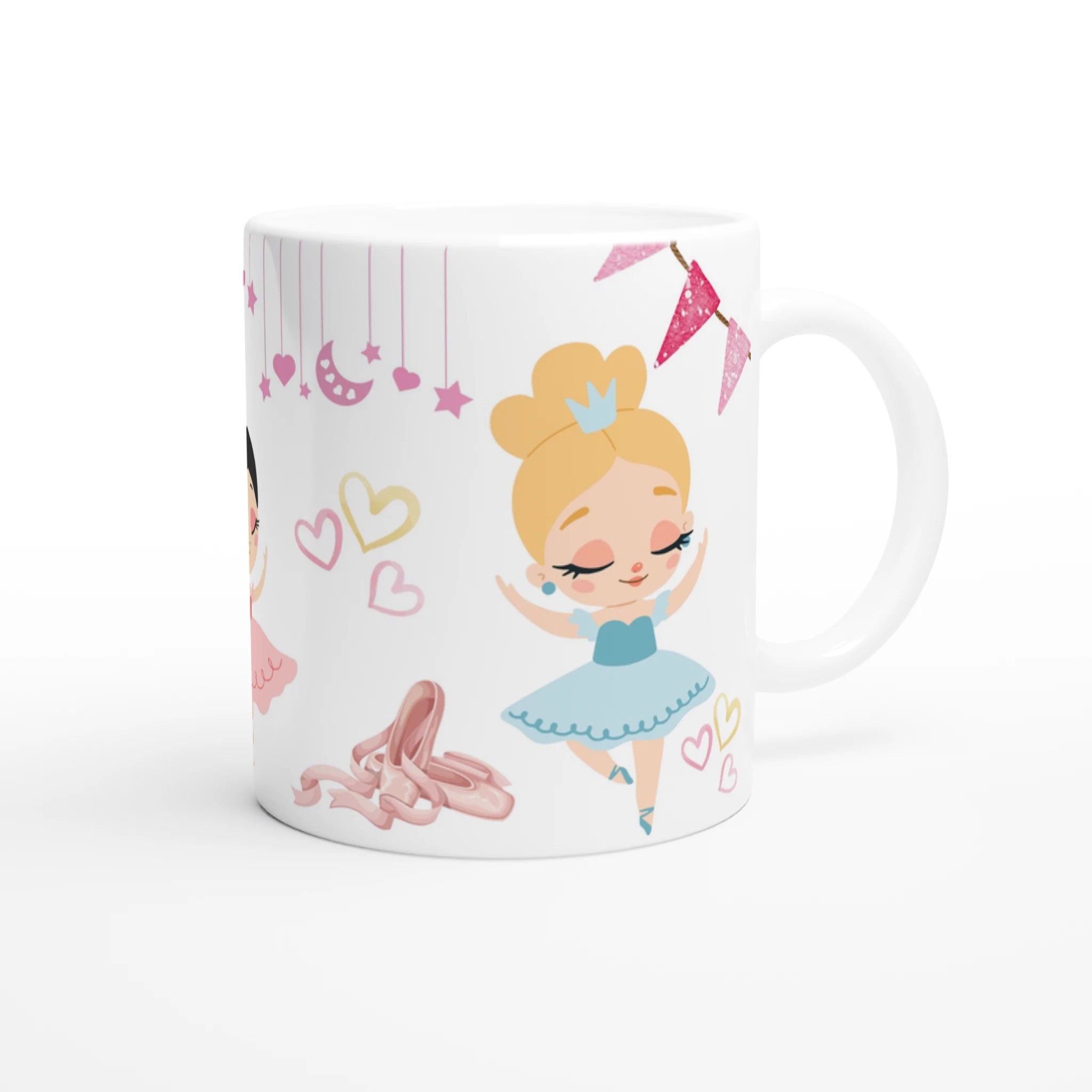 Mug personnalisé pour enfant avec prénom et illustration de danseuse ballerine, idéal pour un cadeau danseuse classique.