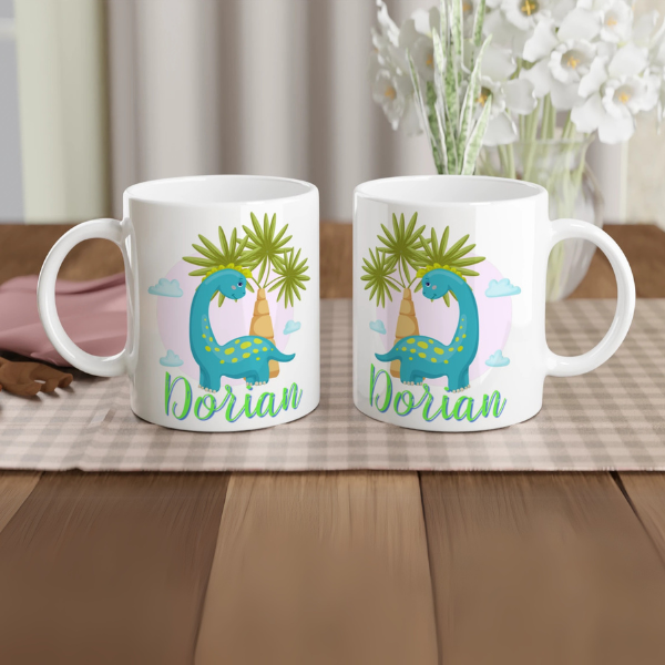 Mug dinosaure bleu personnalisable